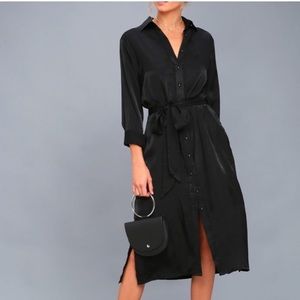 Lulu's Nine to Thrive midi dress black sz M